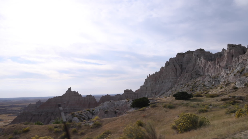 View Driving Through Badlands National Park