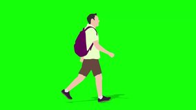 Walking silhouette man cartoon animation. Loop animation ( 4K video ).  green background for  transparent use.