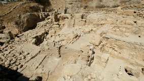 A historical excavation site in the vicinity of the old city of Jerusalem, a 4K video clip, Jerusalem, Israel.
