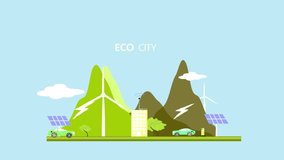 Energy-saving city videos - Renewable energy city videos with solar, wind and electric trains.