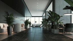 Spacious modern restaurant. Interior of cozy and contemporary restaurant. Empty restaurant. 3d visualization - Powered by Shutterstock - Get 15% off with code: PIKWIZARD15