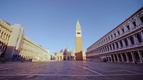 Venice without people on San Marco square during lockdown
