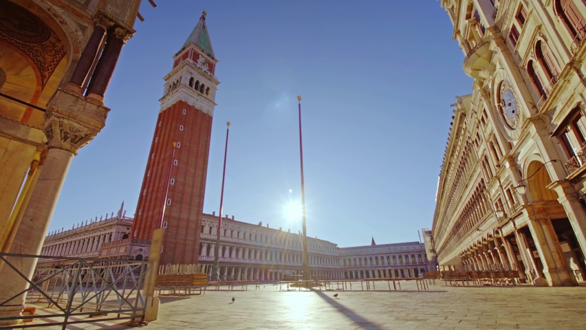 St. Mark's Square in Venice completely empty and without people