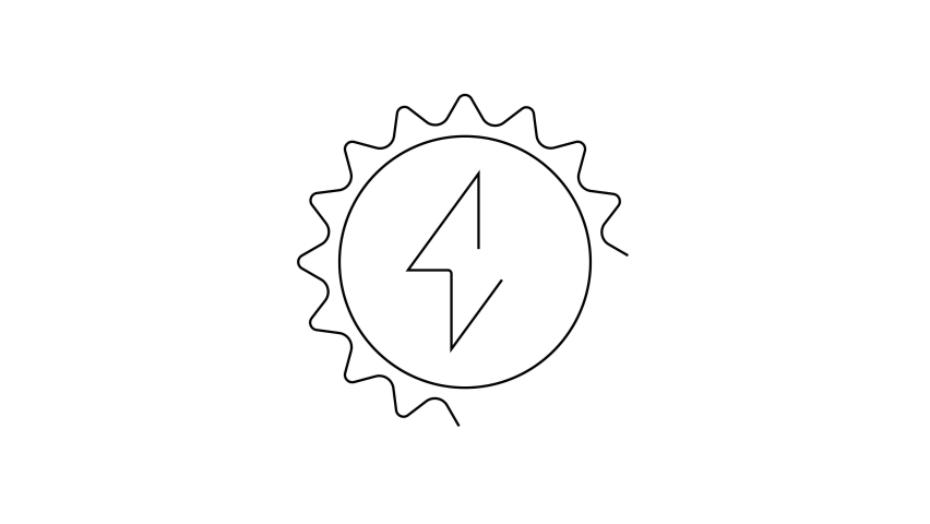 Animated solar panel white line icon. Photovoltaic device. Loop HD ...