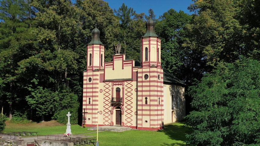 Aerial view of Calvary in Bardejov, Slovakia