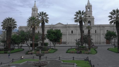 Aerial view of the Cathedral church of Arequipa, Peru