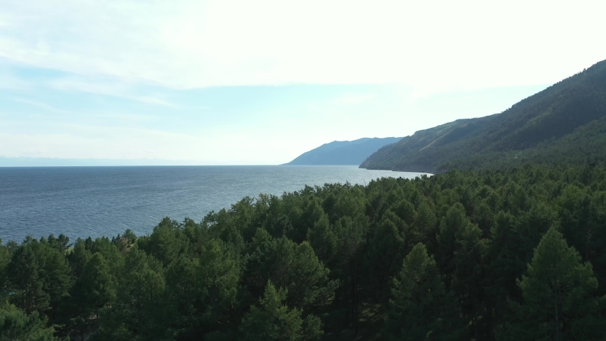 View from height to Lake Baikal. Olkhon Island. Russia