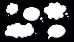 set of speech bubbles for text, chatting boxes pop up, message box cartoon animated icons. Balloon doodle style of thinking sign symbol with Alpha Channel - Powered by Shutterstock - Get 15% off with code: PIKWIZARD15
