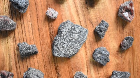 Raw whole dried black rock salt