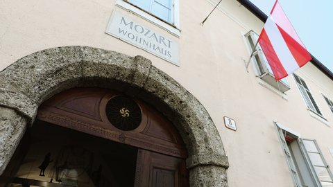 Birthplace of the famous composer Wolfgang Amadeus Mozart in Salzburg, Austria