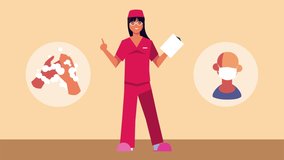 female doctor with hands washing and person wearign medical mask animation ,4k video animated - Powered by Shutterstock - Get 15% off with code: PIKWIZARD15