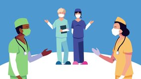 interracial professionals doctors staff animation ,4k video animated - Powered by Shutterstock - Get 15% off with code: PIKWIZARD15