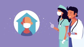 professionals doctors couple with person wearing medical mask animation ,4k video animated - Powered by Shutterstock - Get 15% off with code: PIKWIZARD15