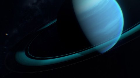 Uranus with rings and Miranda