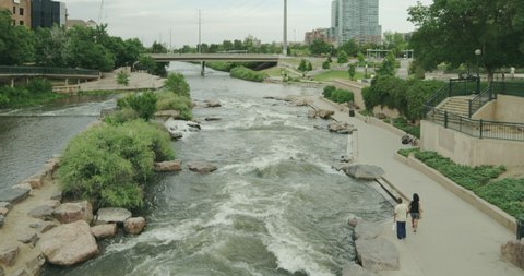 Platte river and Cherry creek confluence in Denver city