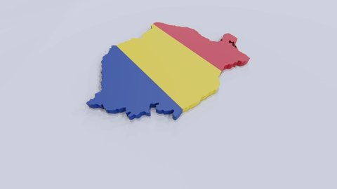 Map of Romania with Romania flag 
