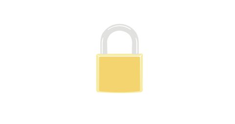 Open lock with a key animation. Metal door lock opening by key video. Unlocking closed lock.
