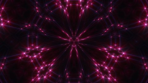 Cosmic chaos trippy animated background. Symmetric kaleidoscope backdrop from hypnotic laser rays. VJ style Flowing ornament footage. Seamless loop