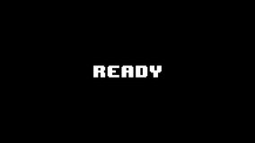 retro videogame ready set start fight game over text words on old tv vhs glitch interference screen 8-bit multiple words.