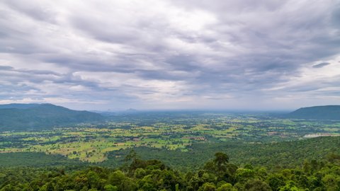 Mountain and valley in Noen Maprang district, famous travel destination in Phitsanulok province, Thailand - time lapse