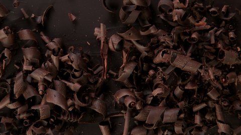 Super Slow Motion Shot of Falling Chocolate Shavings at 1000 fps.