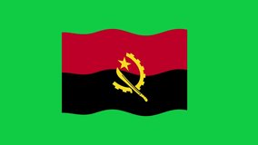Angola Flag Waving on Green Screen Background. National Flag of Angola. 4K Sign of Angola Seamless Loop Animation. 4K World Flag Motion Design Video.