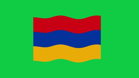 Armenia Flag Waving on Green Screen Background. National Flag of Armenia. 4K Sign of Armenia Seamless Loop Animation. 4K World Flag Motion Design Video.