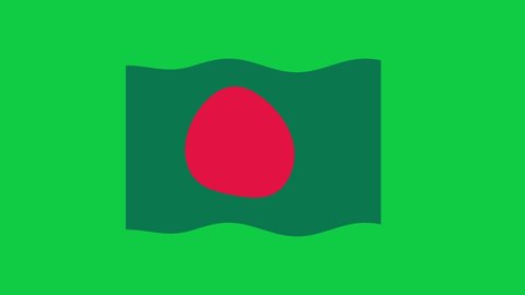 Bangladesh Flag Waving on Green Screen Background. National Flag of Bangladesh. 4K Sign of Bangladesh Seamless Loop Animation. 4K World Flag Motion Design Video.