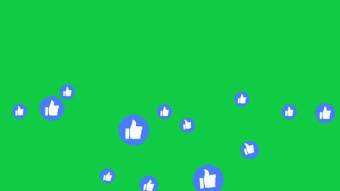 Thumbs Up, Like Animated Emoji. Social Media Facebook New Style Live React Emotion Icon Animated on Green Screen Background. 4K Emoticon Motion Design Video.