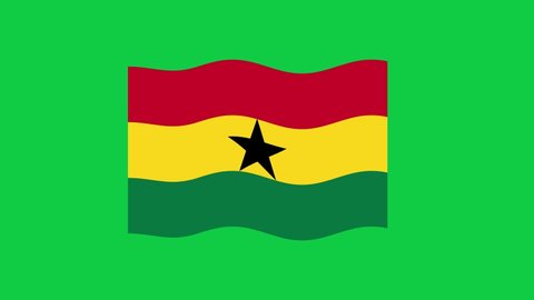 Ghana Flag Waving on Green Screen Background. National Flag of Ghana. 4K Sign of Ghana Seamless Loop Animation. 4K World Flag Motion Design Video.