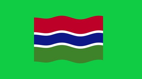 Gambia Flag Waving on Green Screen Background. National Flag of Gambia. 4K Sign of Gambia Seamless Loop Animation. 4K World Flag Motion Design Video.