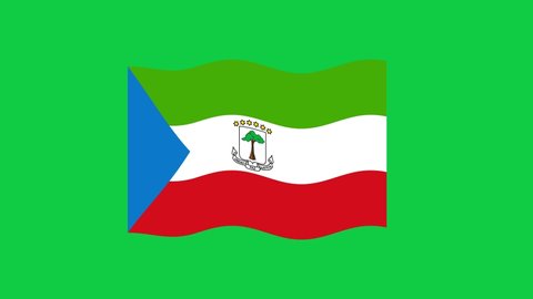 Equatorial Guinea Flag Waving on Green Screen Background. National Flag of Equatorial Guinea. 4K Sign of Equatorial Guinea Seamless Loop Animation. 4K World Flag Motion Design Video.