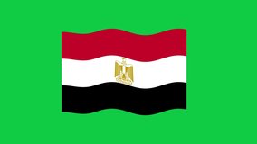 Egypt Flag Waving on Green Screen Background. National Flag of Egypt. 4K Sign of Egypt Seamless Loop Animation. 4K World Flag Motion Design Video.
