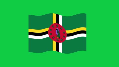 Dominica Flag Waving on Green Screen Background. National Flag of Dominica. 4K Sign of Dominica Seamless Loop Animation. 4K World Flag Motion Design Video.