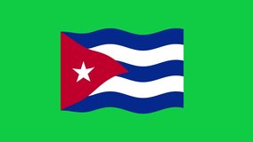 Cuba Flag Waving on Green Screen Background. National Flag of Cuba. 4K Sign of Cuba Seamless Loop Animation. 4K World Flag Motion Design Video.