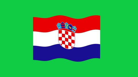 Croatia Flag Waving on Green Screen Background. National Flag of Croatia. 4K Sign of Croatia Seamless Loop Animation. 4K World Flag Motion Design Video.