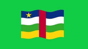 Central African Republic Flag Waving on Green Screen Background. National Flag of Central African Republic. 4K Sign of Central African Republic Seamless Loop Animation. World Flag Motion Design Video.