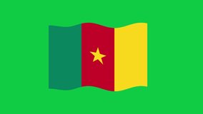 Cameroon Flag Waving on Green Screen Background. National Flag of Cameroon. 4K Sign of Cameroon Seamless Loop Animation. 4K World Flag Motion Design Video.