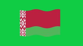 Belarus Flag Waving on Green Screen Background. National Flag of Belarus. 4K Sign of Belarus Seamless Loop Animation. 4K World Flag Motion Design Video.