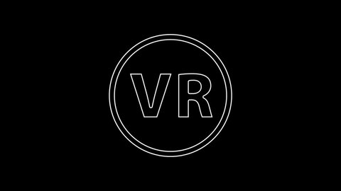 White line Virtual reality glasses icon isolated on black background. Stereoscopic 3d vr mask. 4K Video motion graphic animation