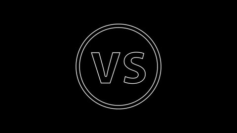 White line VS Versus battle icon isolated on black background. Competition vs match game, martial battle vs sport. 4K Video motion graphic animation