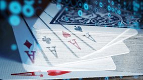 Cards poker a stream of luminous particles, a cycle of a stream of luminous particles. light effects moving and flexible lines in abstract style.  - Powered by Shutterstock - Get 15% off with code: PIKWIZARD15