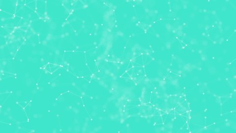 Animated bright turquoise blue abstract plexus background with floating structures.