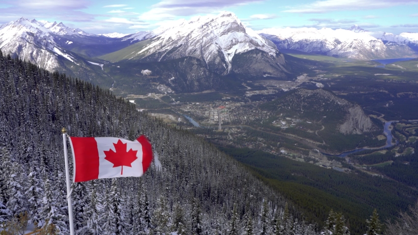 close-up national flag canada town banff Stock Footage Video (100% ...