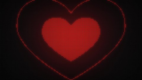 Valentines Sign or Heart Shape on Red LED Pulsing Seamless Loops Animation