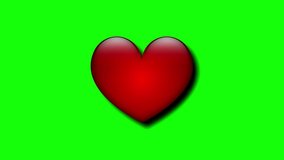 red heart pulsate. isolated on a green background. Valentine's Day concept