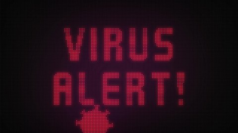 Virus Alert Sign on Red LED Pulsing Seamless Loops Animation