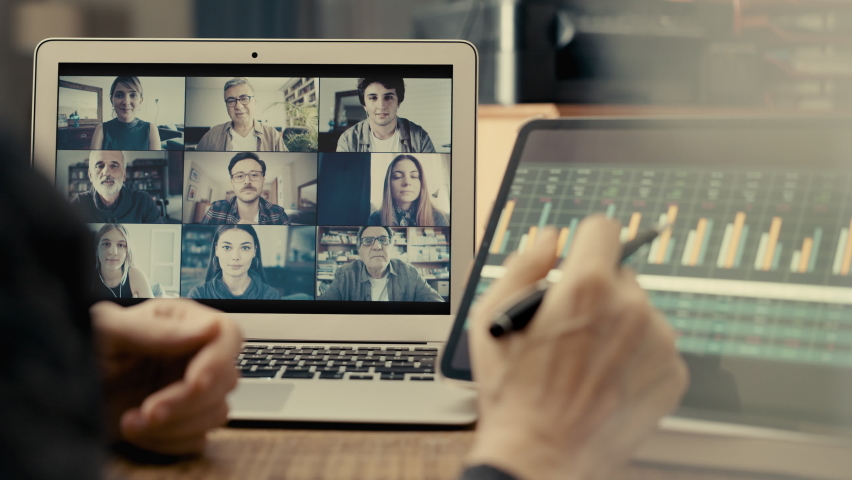 Talking and working on video calling | Shutterstock HD Video #1065124003