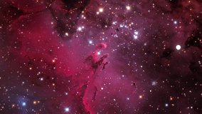 Seamless loop galaxy Space Nebula Pink and Red background Black Galaxy 4k video moving stars space background rotation nebula 