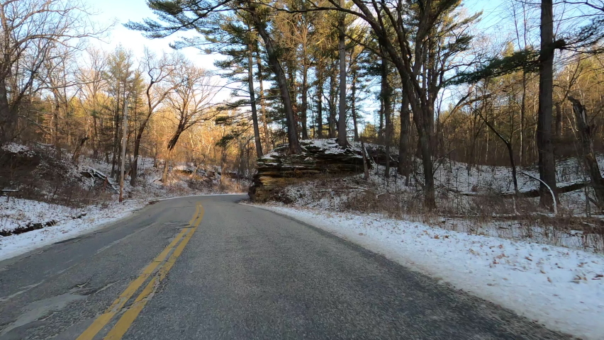 Driving on a country road in Wisconsin, near Wisconsin Dells. Driver